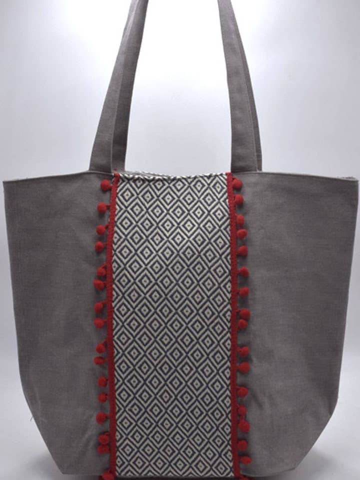 Saint Tropez taupe bag for wholesale by Fouta Tunisia