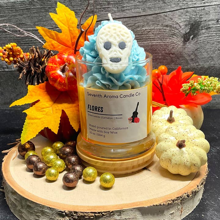 Flores - Day of the Dead Candle for wholesale by Seventh Aroma Candle Co