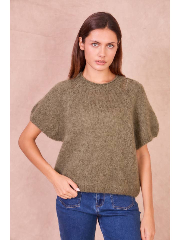 Calie Paris - Wholesale Knit Sweater - Women's - Short-Sleeve Mohair Blend Sweater4