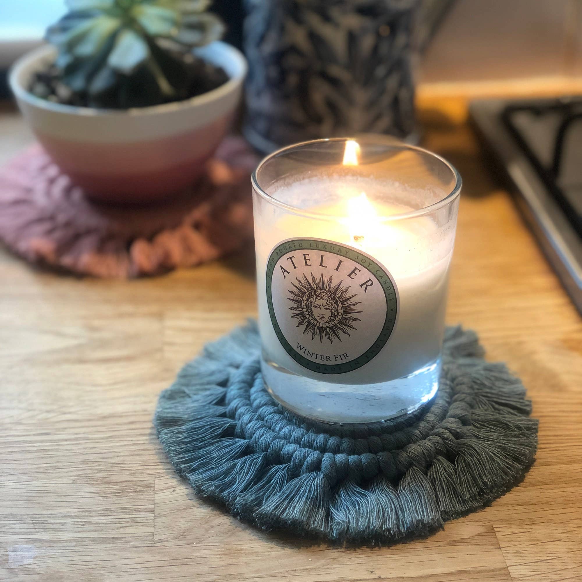 Bergin & Bath - Venta al por mayor Kit de manualidades - Kit de Macramé Posavasos - Rosa Rubor, Verde Laurel y Beige10