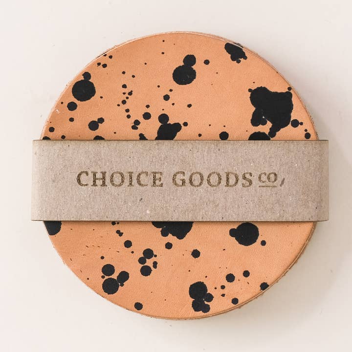 Splatter Coaster in Natural Hide for wholesale by Choice Goods Co.