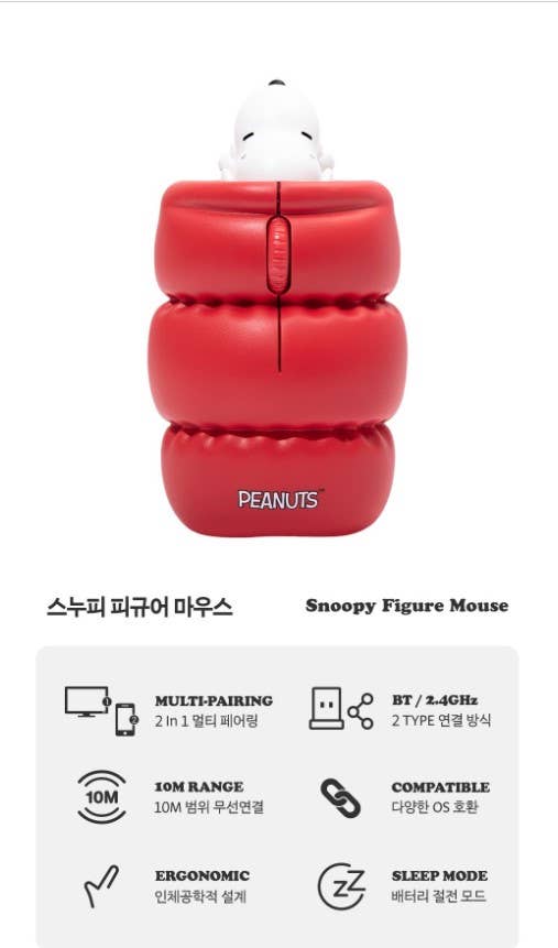 K-Wonderland - Wholesale Mousepad/Trackpad - Peanuts Snoopy Figure Multi-Pairing Wireless Mouse5