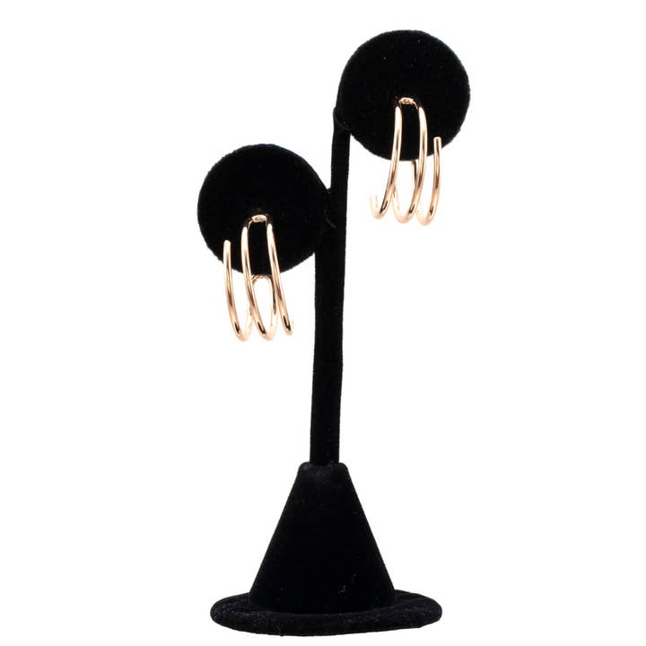 Andrea Bijoux - Wholesale Hoop Earrings - TRIPLE WIRE SEMI HOOP EARRING
