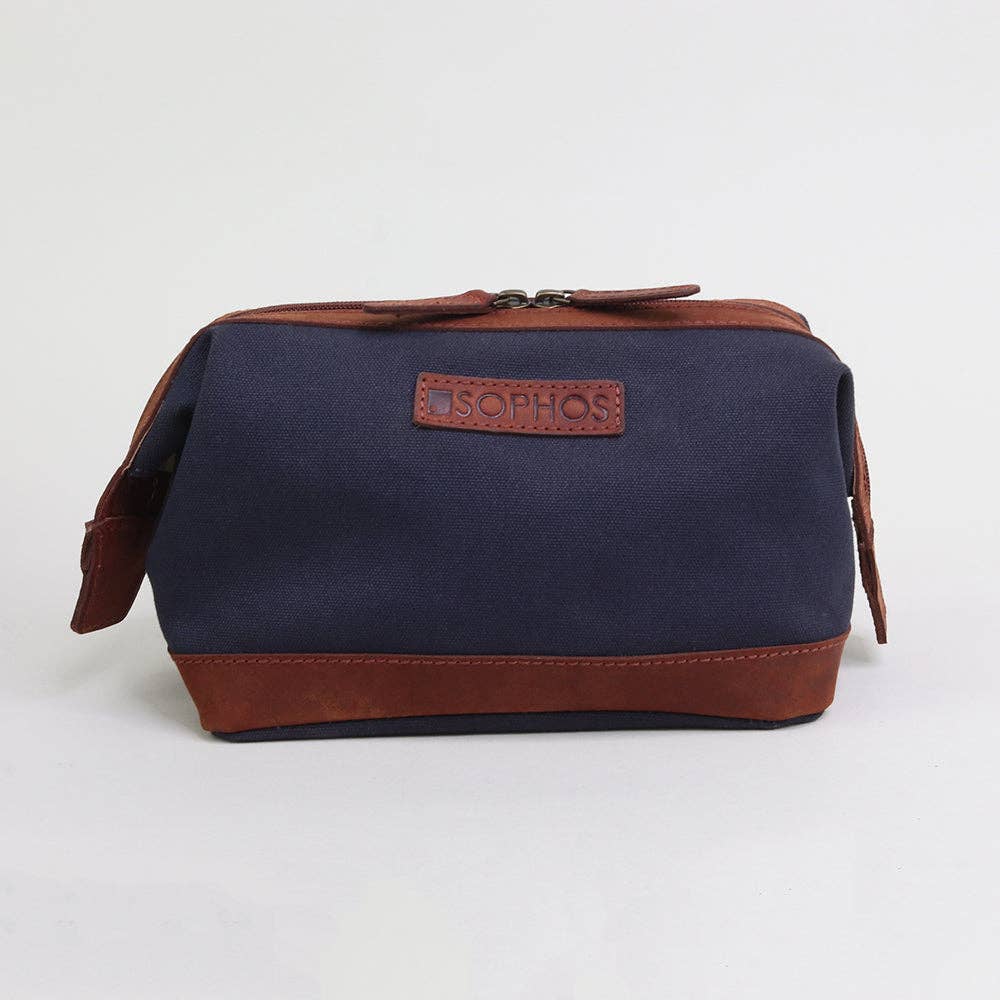 Sophos – wholesale Toiletry bag – men's – Navy Canvas Gladstone Washbag2
