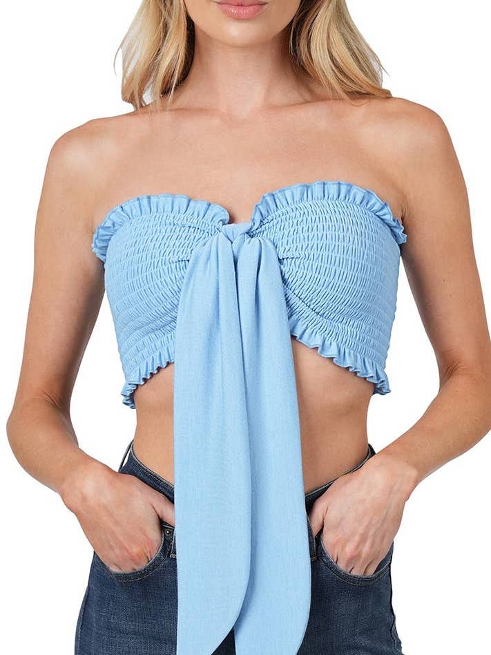 Mjuk fransk frotté smockad slips främre rör topp för wholesale av Vanilla Monkey