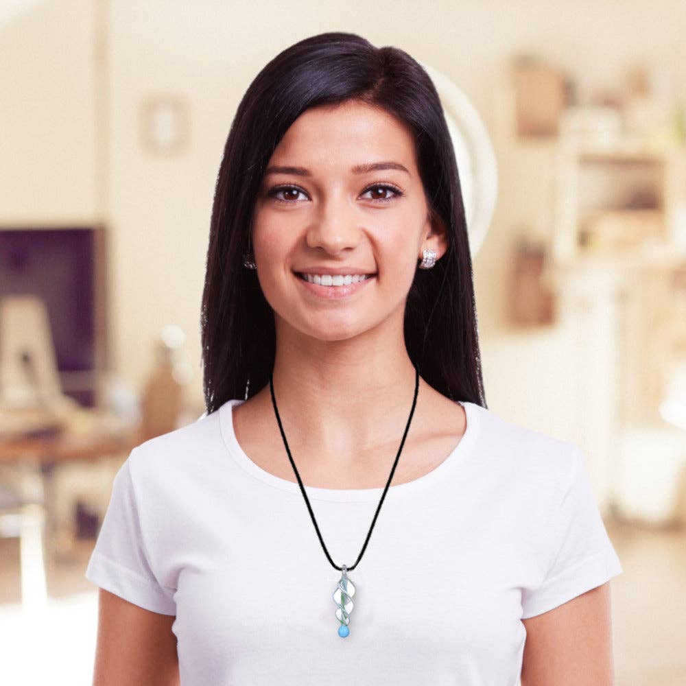 BESHEEK JEWELRY - Wholesale Pendant/Charm Necklace - Blown Glass Lampwork Art Light Blue Tornado Twist Pendant2