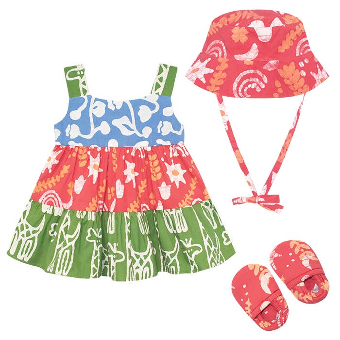 Global Mamas - Wholesale Dress - Baby - Babies: Carousel Dress: Giraffe - Olive-Organic1