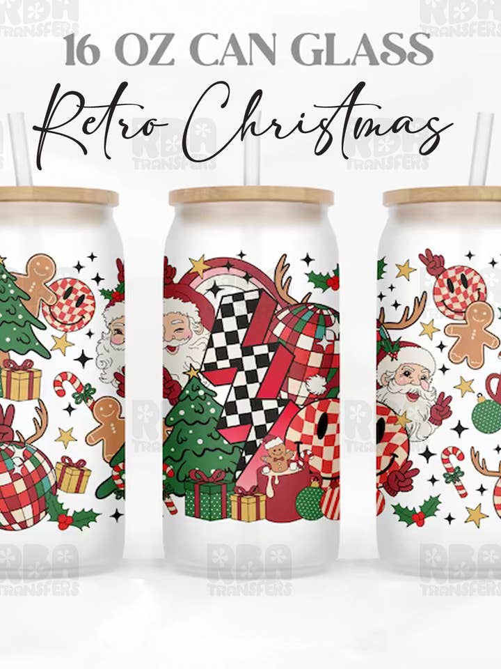 Retro Christmas Wrap UV DTF Sticker for wholesale by RBA Transfers