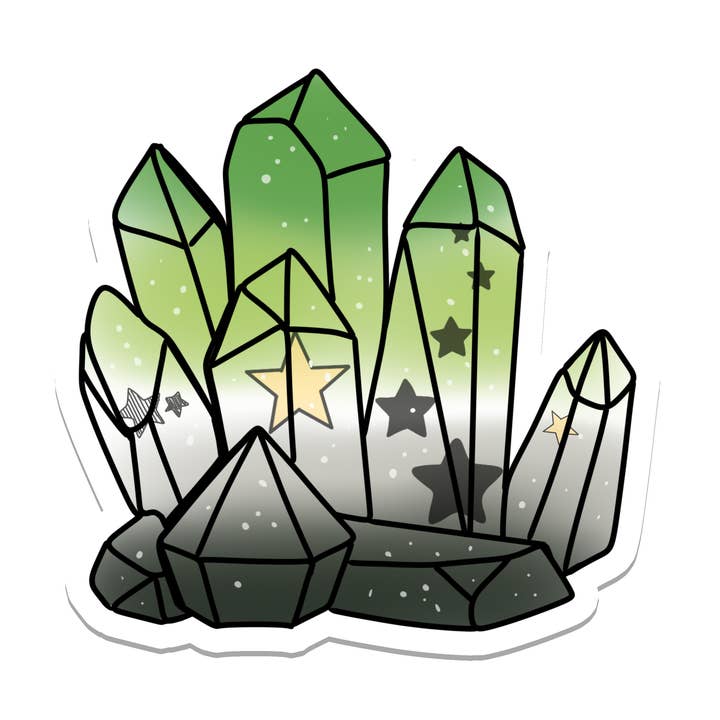 Crystal Aromantic Pride | Witch | Waterproof Sticker | 2.5" for wholesale by Rebel and Siren Stickers