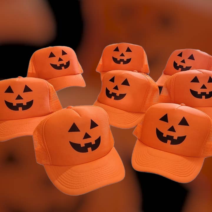 Halloween Pumpkin Vintage Trucker Hat cap unisex for wholesale by The Candy Collections