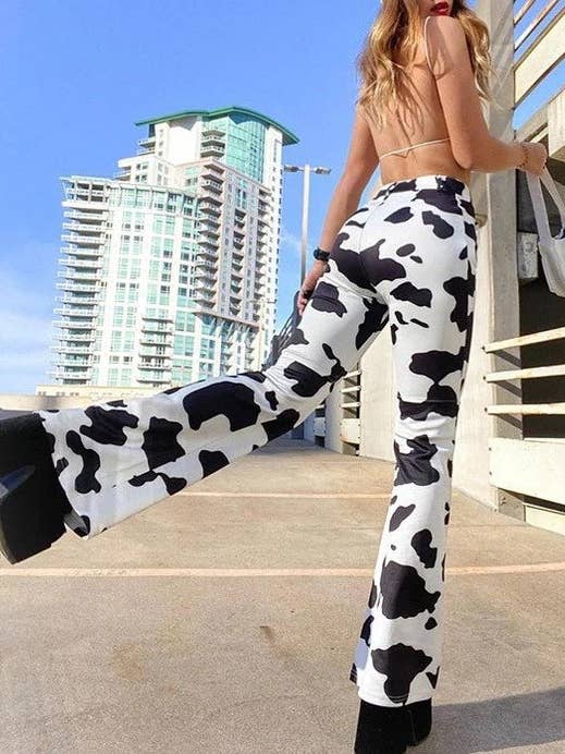 Rosa Clothing - Wholesale Jeans - Women's - Cow-Print High-Rise Jeans