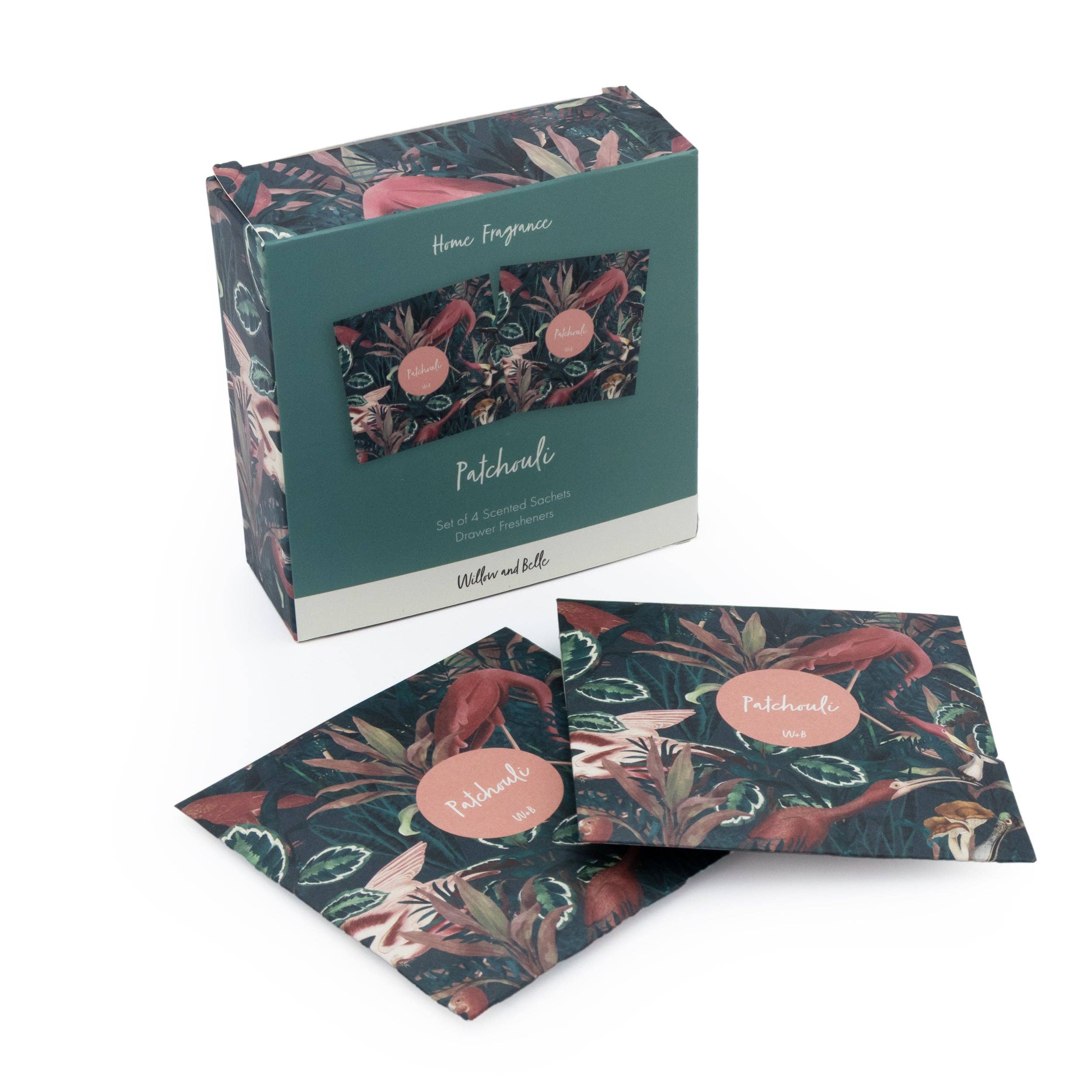 Robert Frederick Ltd - Wholesale Sachet - Willow and Belle Scented Sachet - Set of 4 Patchouli - Jungle Green Design0