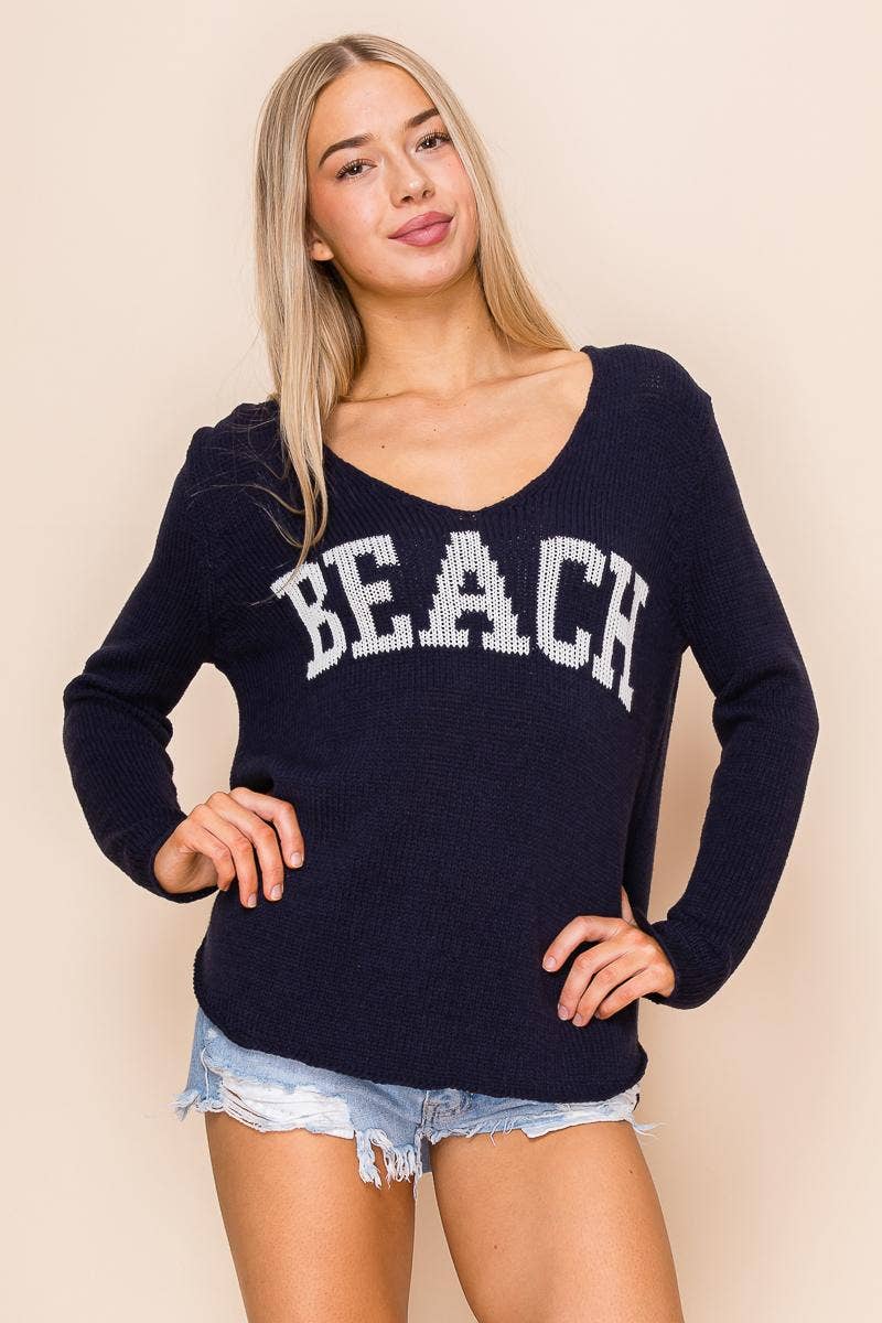 Ashley’s Clothing Design Inc. - Wholesale Knit Sweater - Women's - Soft lightweight beach sweatshirt with capital letters3