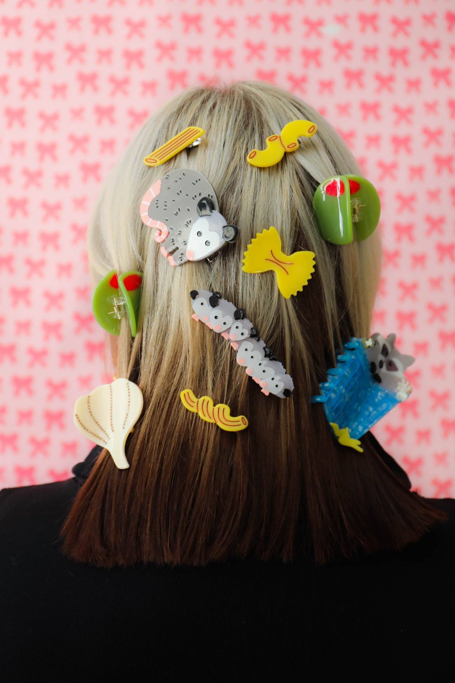 The Peach Fuzz – Conjunto de acessórios para cabelo - Mulher por atacado – Conjunto de Ganchos para Cabelo Família de Gambás3