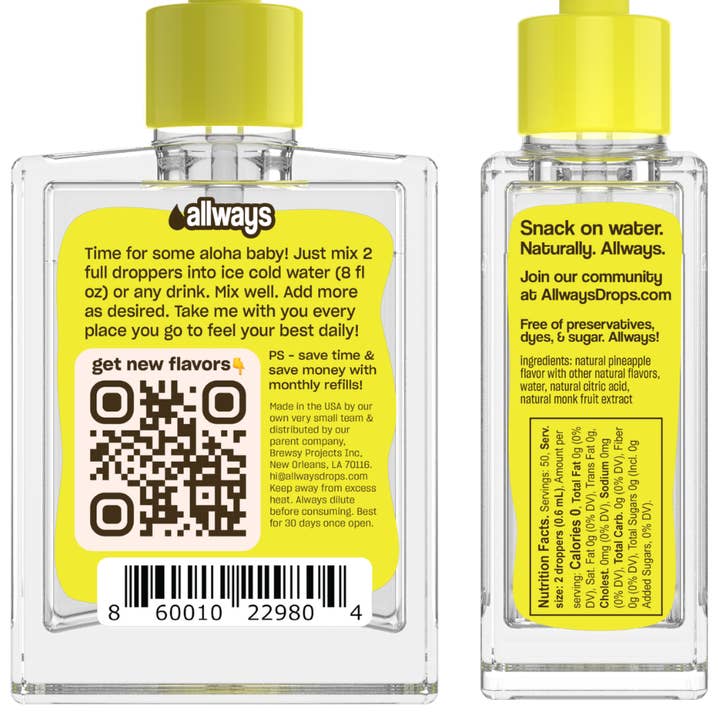 Allways Drops - Wholesale Flavored Syrup - Pineapple Drops