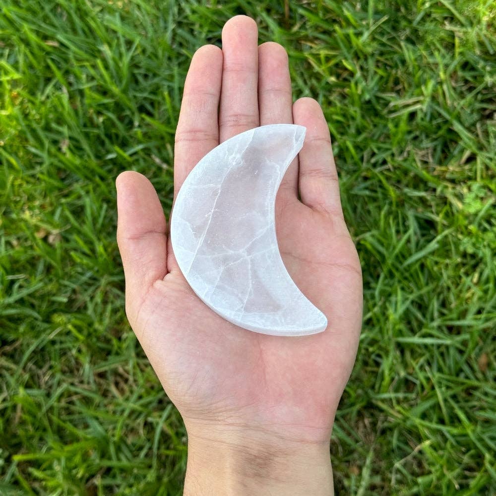 Earths Elements Wholesale - Vente Plaques de charge pour cristal - Sélénite - Dessous de Verre Demi-Lune1