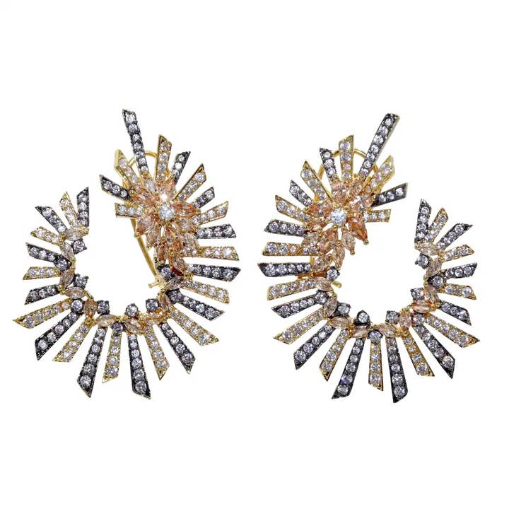 Boucles d'oreilles Menester Chrome et Gold Shine pour la vente par ACUS