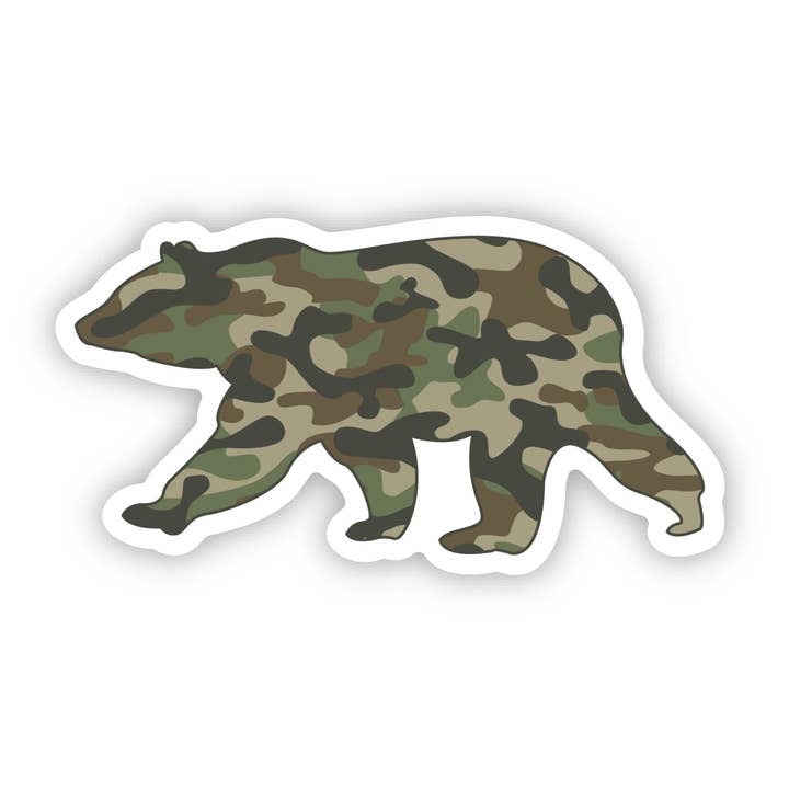Camo Bear Sticker for wholesale by Big Moods