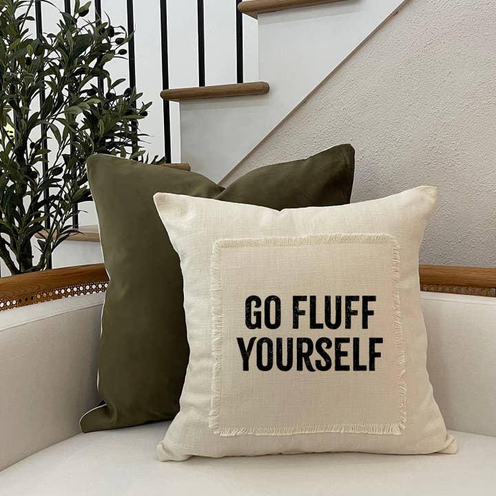 Second Nature by Hand - Wholesale Throw Pillow Cover - Go Fluff Youself / (MS Natural) Pillow Cover1
