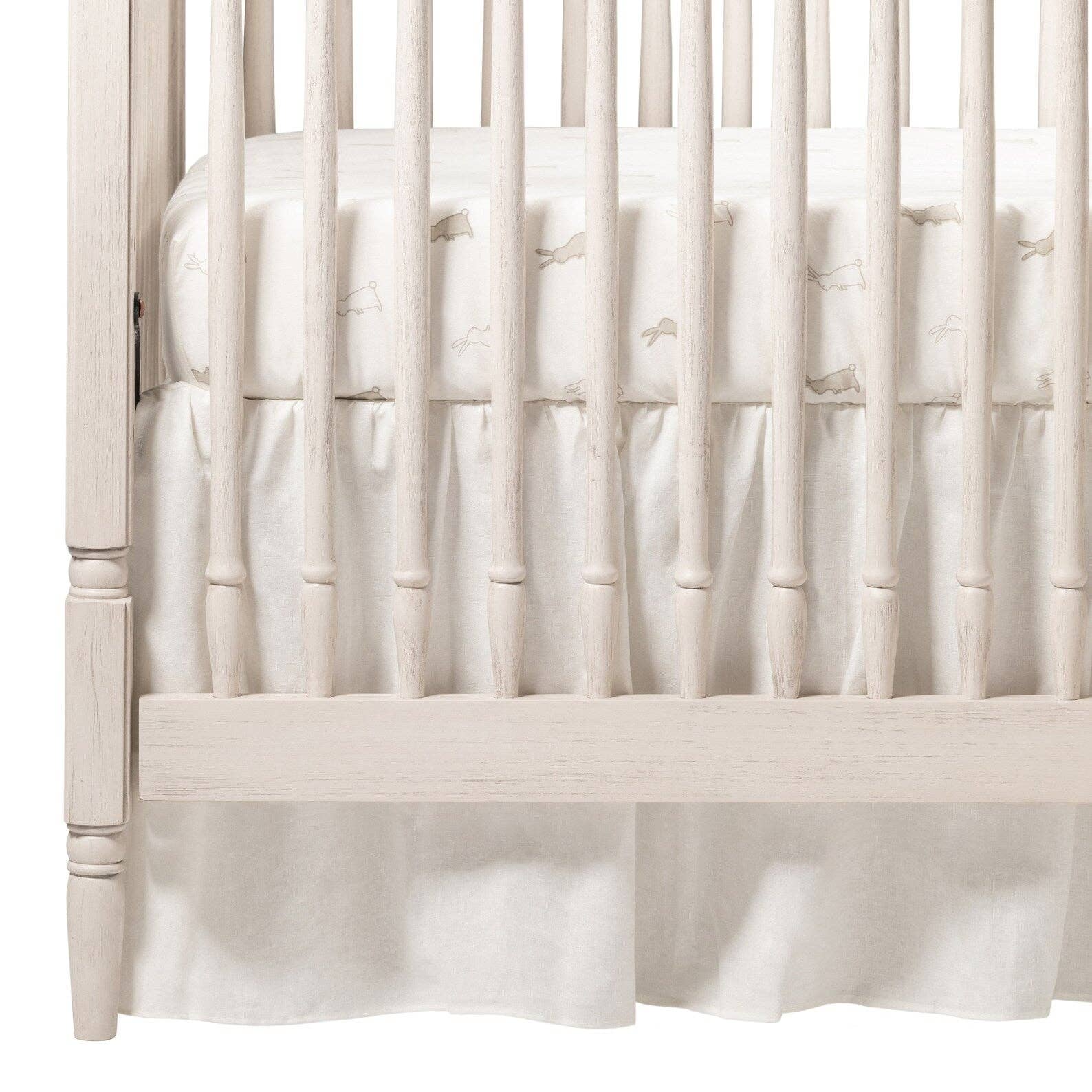 Liz And Roo - Wholesale Cot/Crib Sheets - Light Ivory Linen Gathered Crib Skirt 16" Drop0