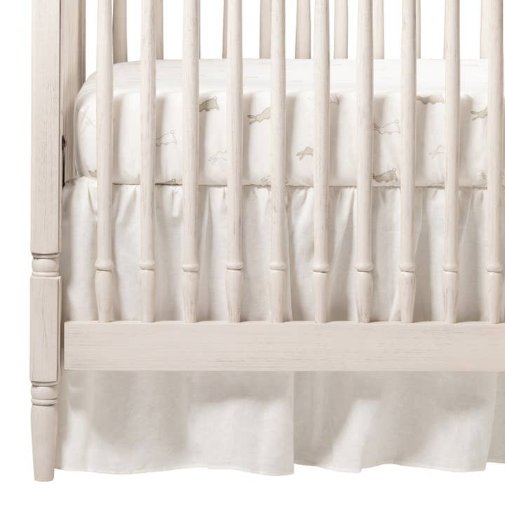 Light Ivory Linen Gathered Crib Skirt 16" Drop for wholesale by Liz And Roo