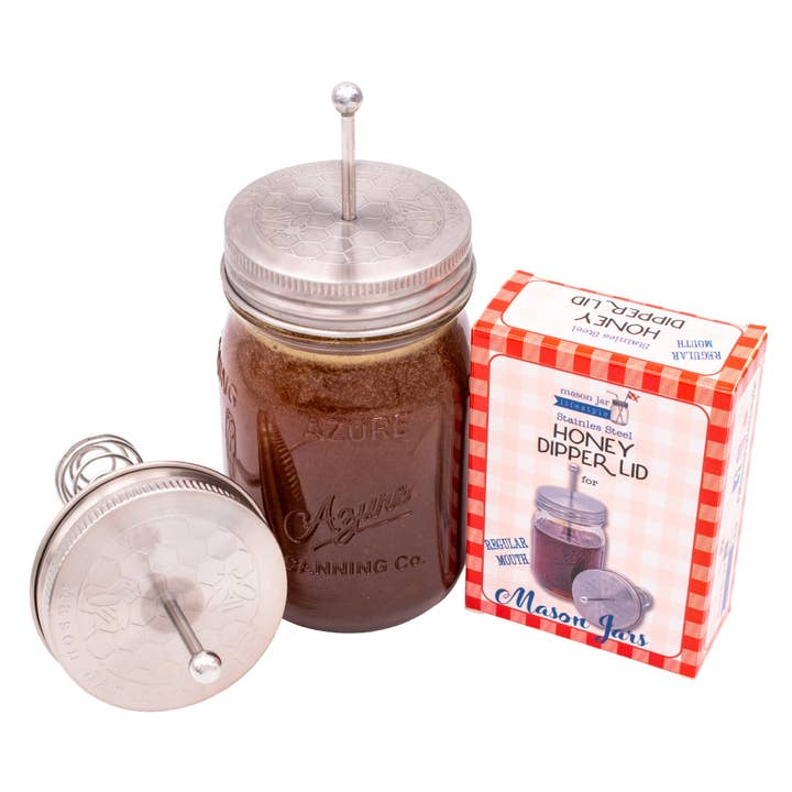Mason Jar Lifestyle - Wholesale Honey Dipper - Honey Dipper Stainless Steel Lid for Mason Jars11