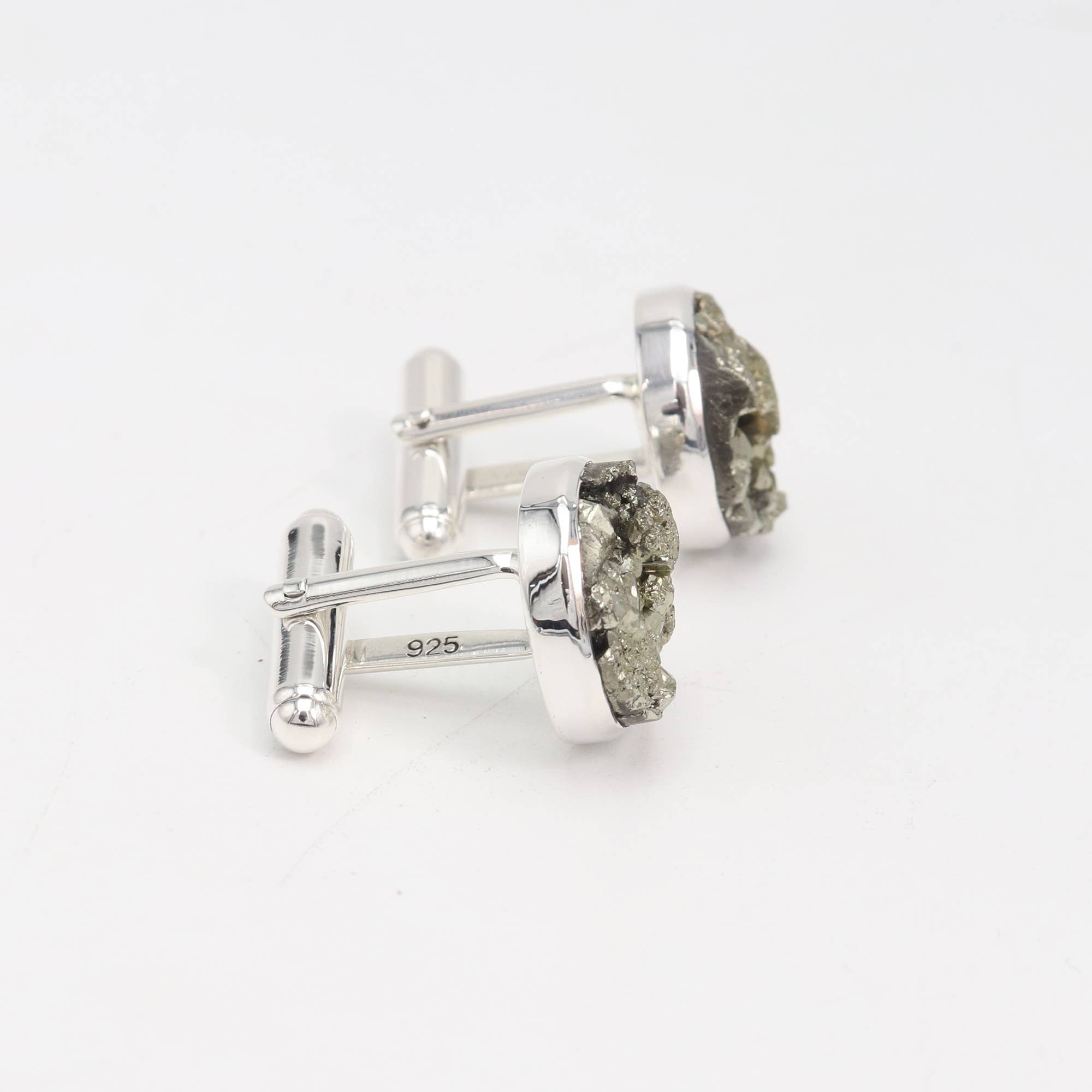 Jay Jools - Wholesale Cufflinks - Raw Pyrite Cufflinks: 925 Sterling Silver Handmade Jewelry2