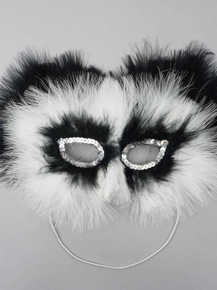 Feather Panda Mask - Black/White and other Purchase Wholesale panda costume. Free Returns & Net 60 Terms on Faire trending on Faire.