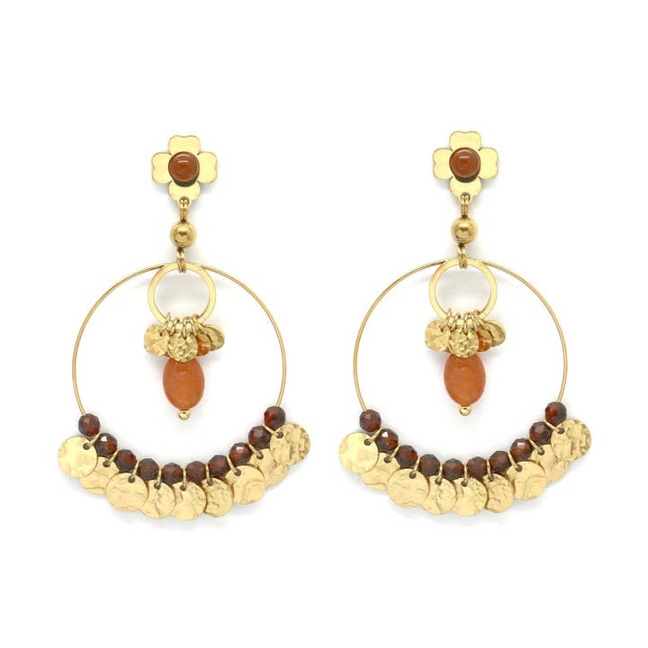 Pendientes con forma de trébol granate E4-187 -Colección French Flair- para venta al por mayor de LIZOU