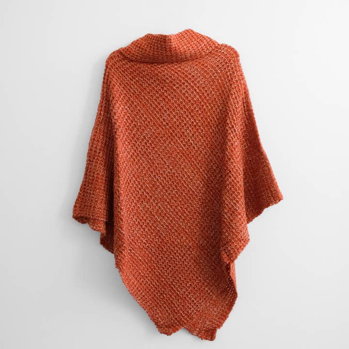 Karma Nepal Crafts - Wholesale Poncho - Women's - Hand Knit Turtle Neck Two Way Fall/Winter Poncho18