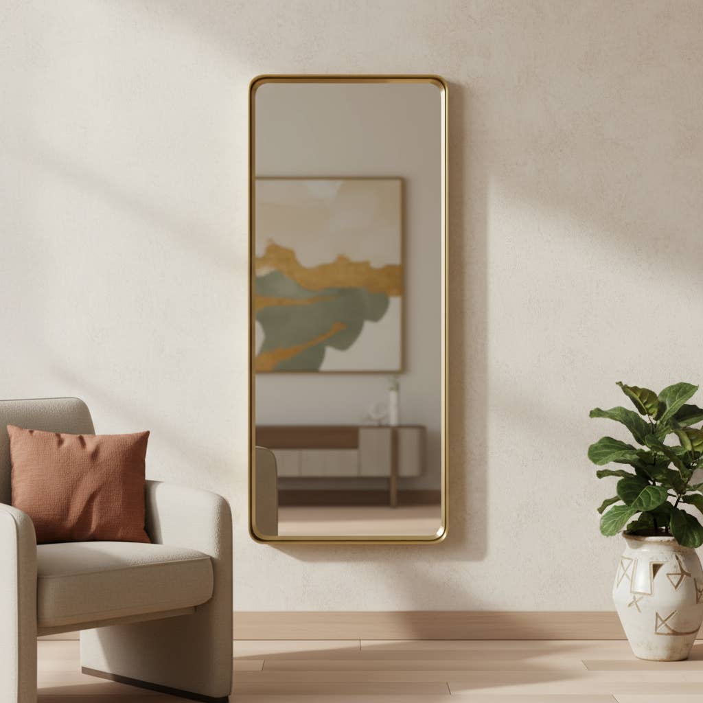 HomeRoots – wholesale Vanity mirror – 71" Gold Metal Framed Full Length Mirror1