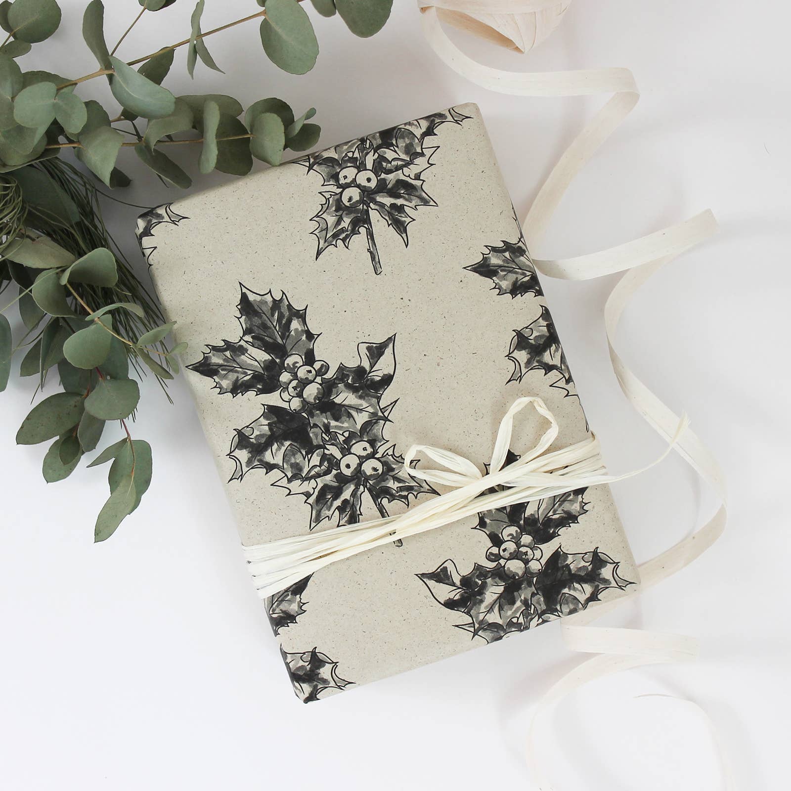 NOA Papeterie - Vente Feuille de papier cadeau - Feuille de papier cadeau en papier d'herbe, 50 x 70 cm, houx1