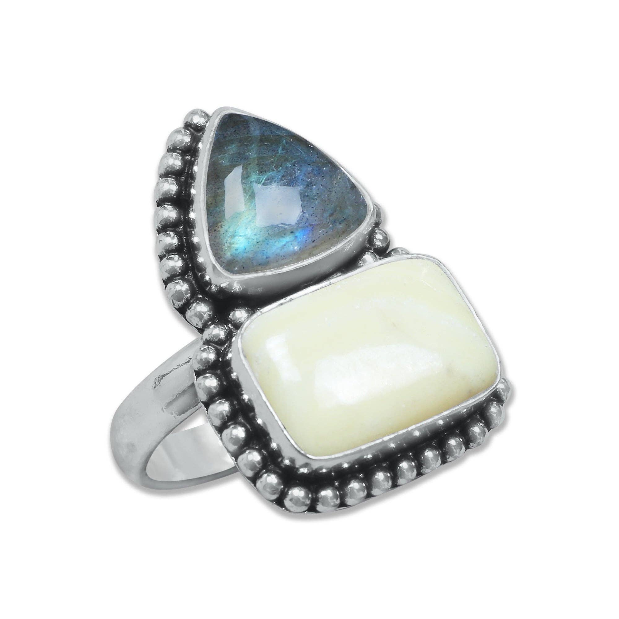 Handmade Jewels - Wholesale Cocktail/gelegenheidsring - Meerstenen Ringen – Handgemaakt, Zilvergeplateerd, Boho Stijl (Vaste Maten US 6–10)6