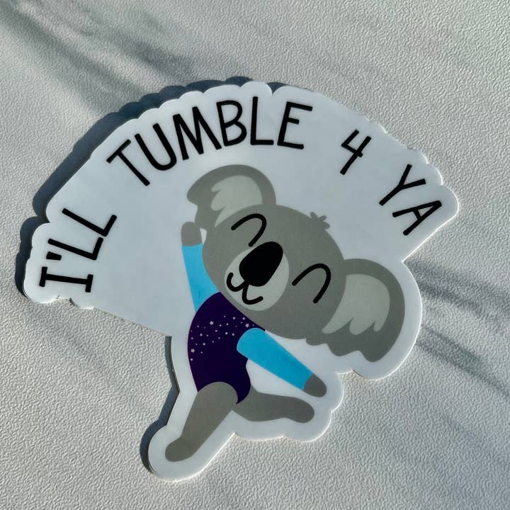 Autocollant de gymnastique "I'll Tumble For Ya", 7,1 cm x 7,6 cm pour la vente par Denali & Co.
