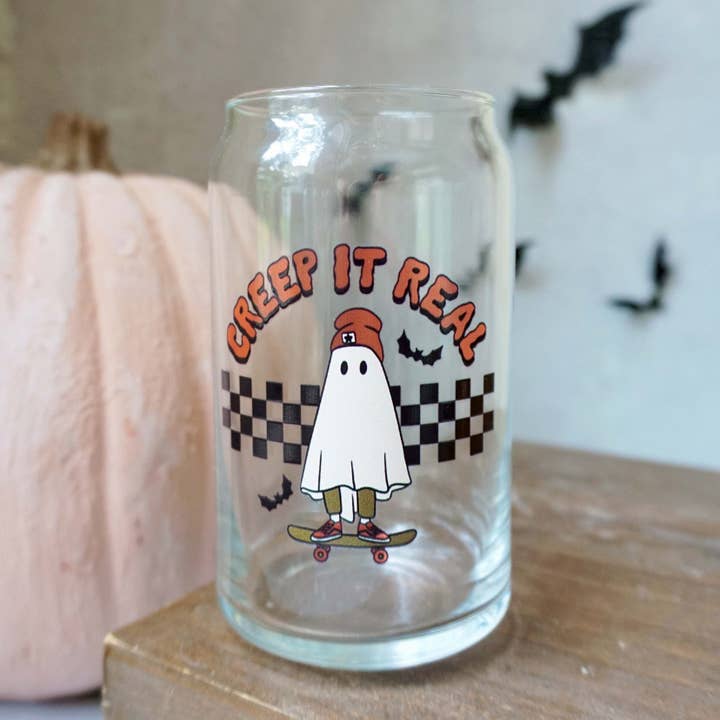 Halloween Creep It Real Ghost Can Glass for wholesale by Forest Cove Home