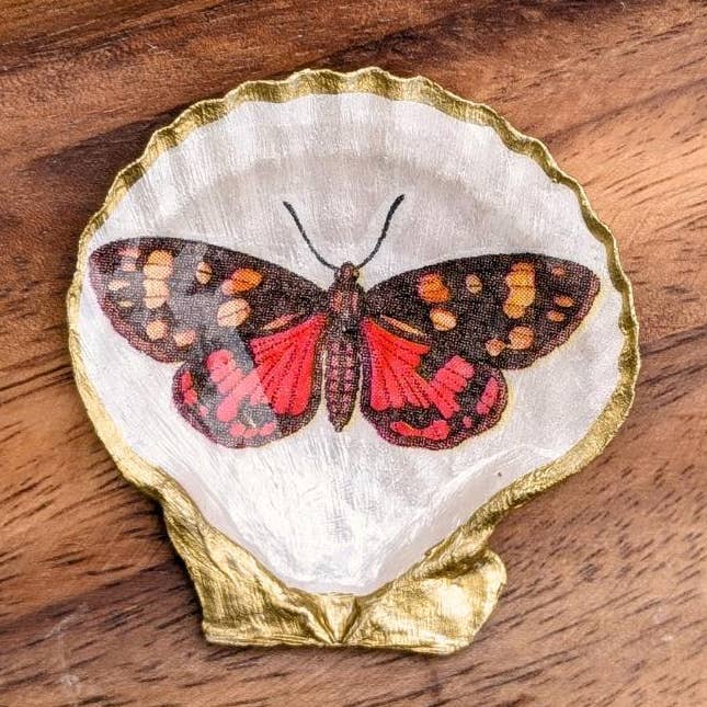 Muslingesmykkeskål | Sommerfugle - Rød for engroshandel hos TillyPad Studios