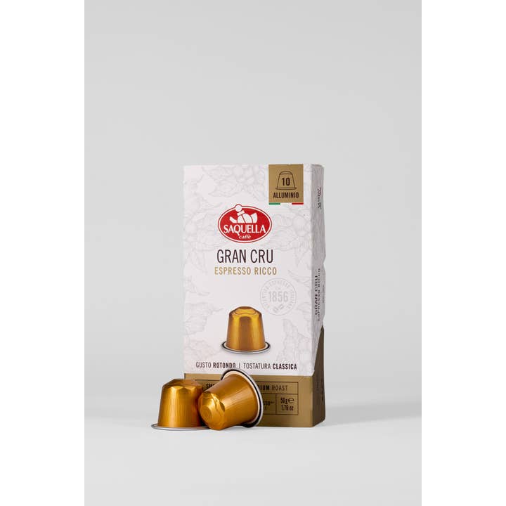 Saquella 1856 SRL – Großhandel Kaffeebohnen – Grand Cru Kapseln, 10 Stück Aluminium, kompatibel mit Nespresso® Maschinen2