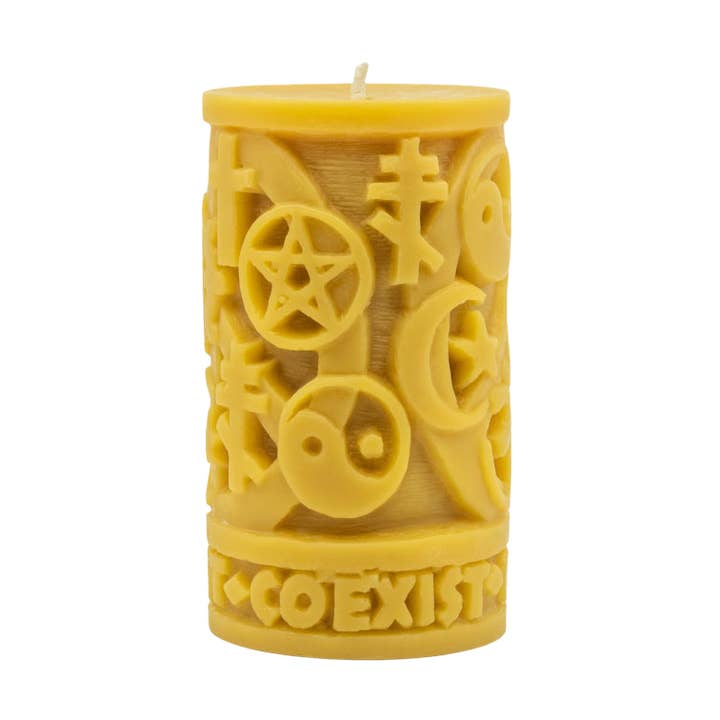 Beeswax Coexist in Peace Pillar for wholesale by Sunbeam Candles, Inc