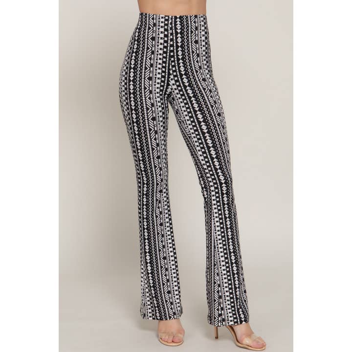 Style Up - Wholesale Pants - Women's - Boho Tribal Print Flare Pants
