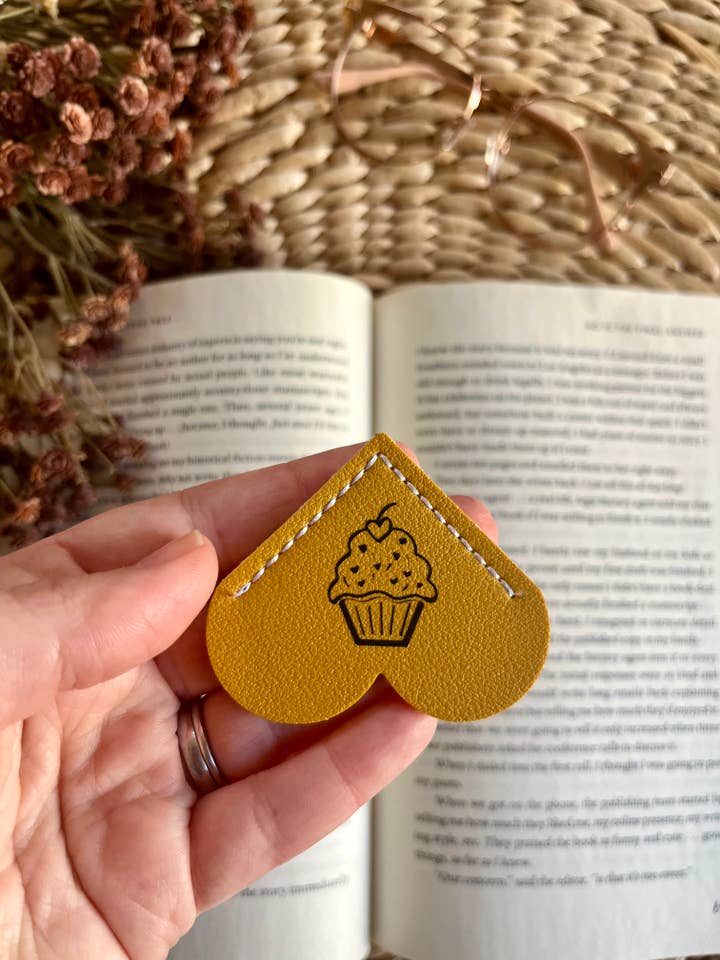 Cupcake Sweet Leather Heart Bookmark Ear for wholesale by Rustic Raleigh