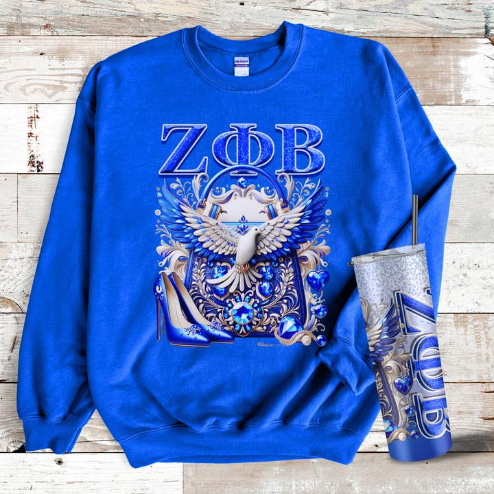 ZPB Sorority Spirit Gift Set With Sweatshirt and Tumbler for wholesale by CoRo & Company