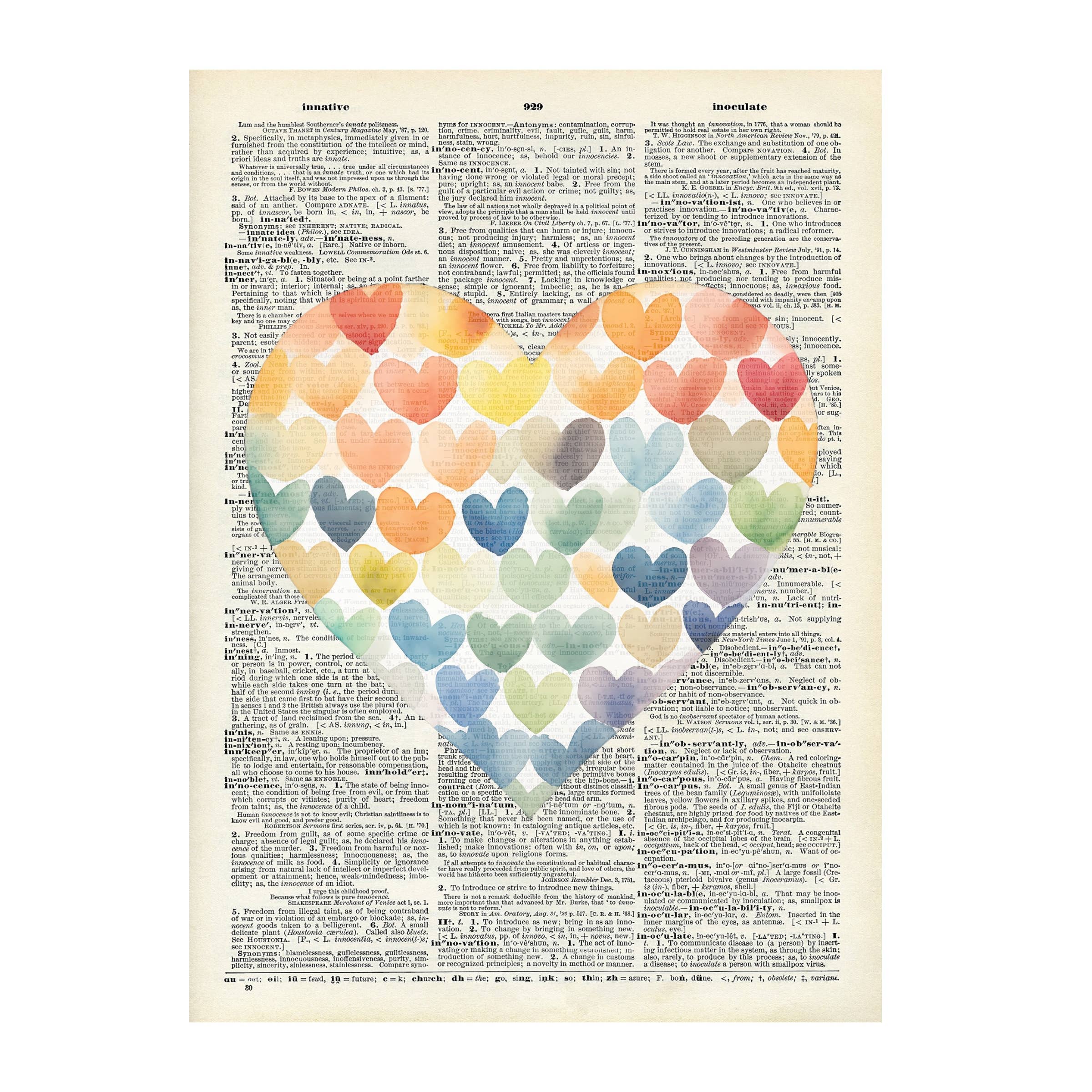 Crazilyhumbledesigns – Engroshandel Kunsttryk – Hjerter farverige, påske, vintage ordbogstryk0