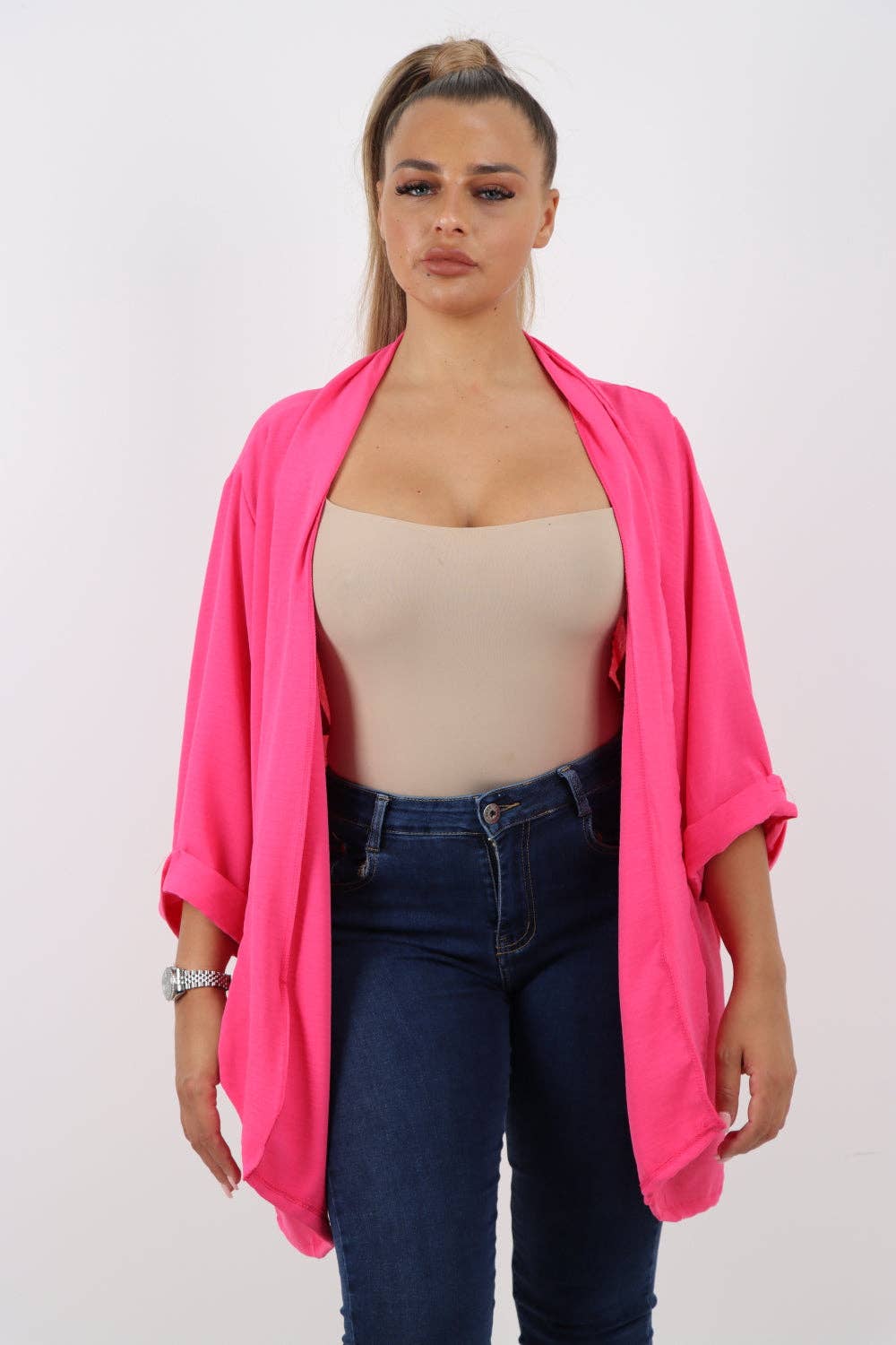 Miss Bold - Venta al por mayor Chaqueta - Mujer - Chaqueta ligera italiana con manga 3/4 y frente abierto17