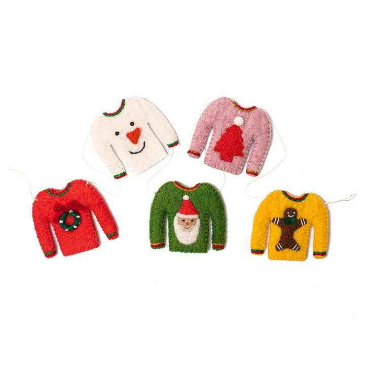 Global Goods Partners - Wholesale Bunting/Garland - Felt Holiday Sweater Garland