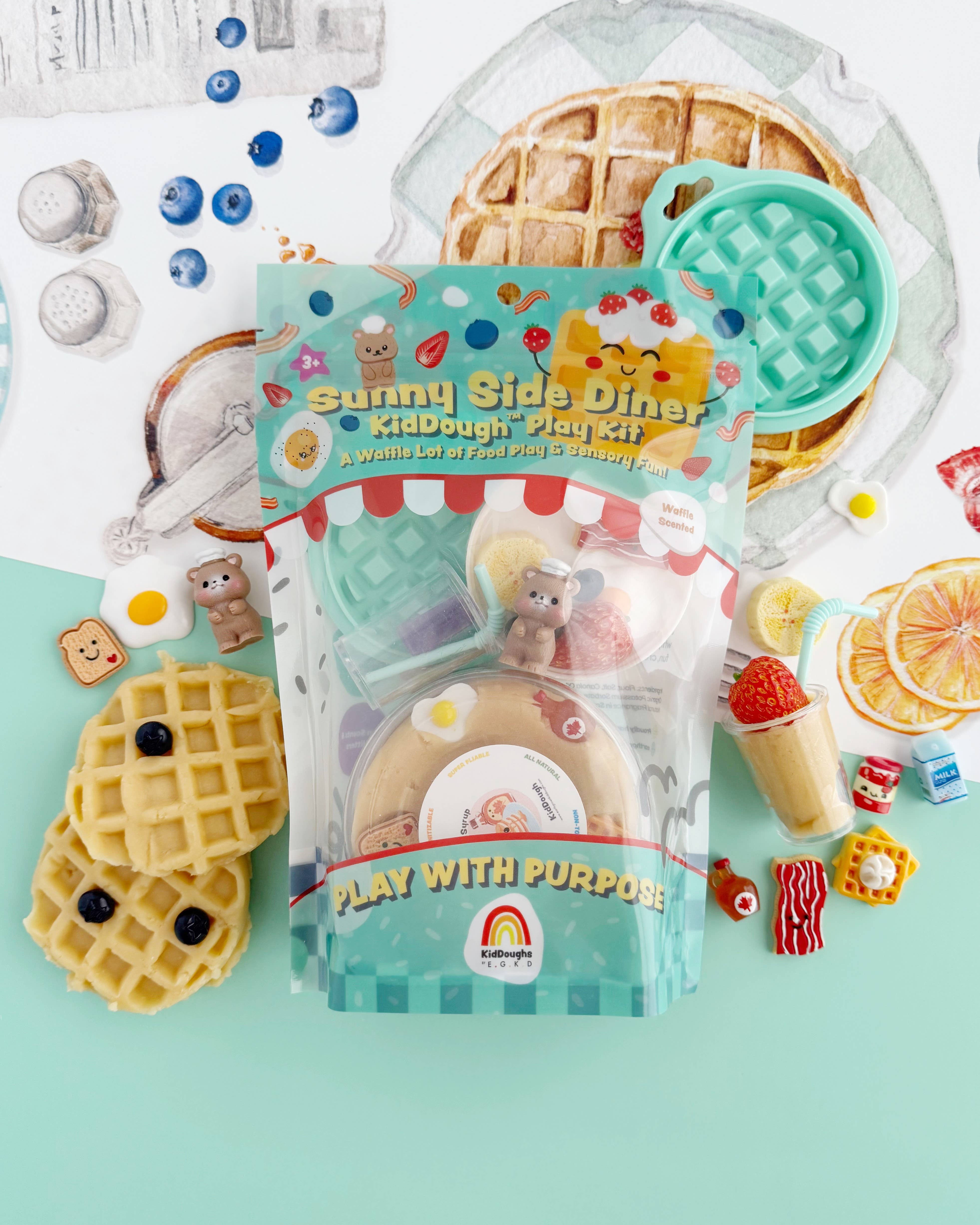 Earth Grown KidDoughs (KidDoughs by EGKD) - Wholesale Putty/Slime - Kids - Sunny Side Diner KidDough Play Kit0
