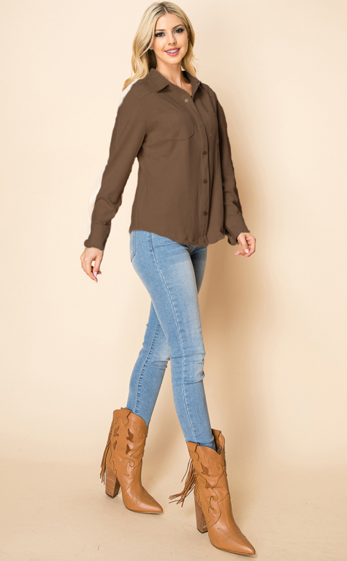 W.A.Y. --Wonderful And Young - Vendita all'ingrosso Camicia - Donna - Camicia a pressione in pelle scamosciata W.A.Y 18