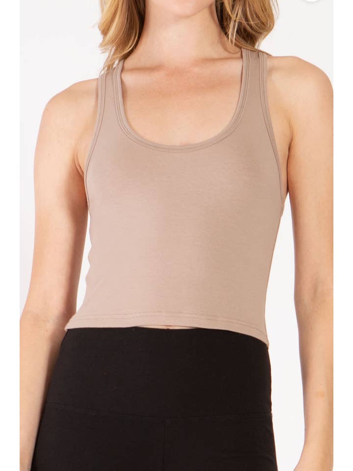 Color 5 - Wholesale Tank Top - Women's - Solid color cotton lycra cropped tank top with racer back
