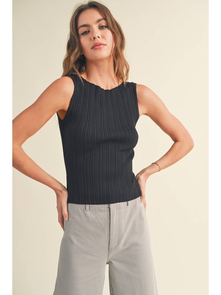 MIOU MUSE - Wholesale Knit Top - Women's - T3779 VISCOSE RIBBED KNITTED TOP