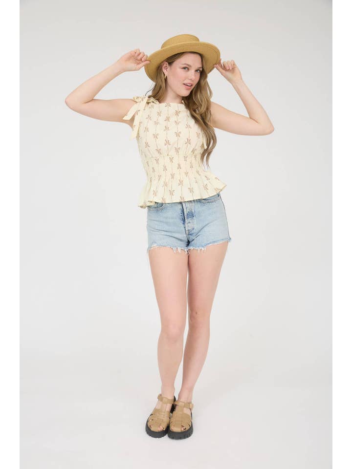 MINE - Wholesale Blouse - Women's - BOW LINE PATTERN TIE SHOULDER SLEEVELESS BLOUSE9