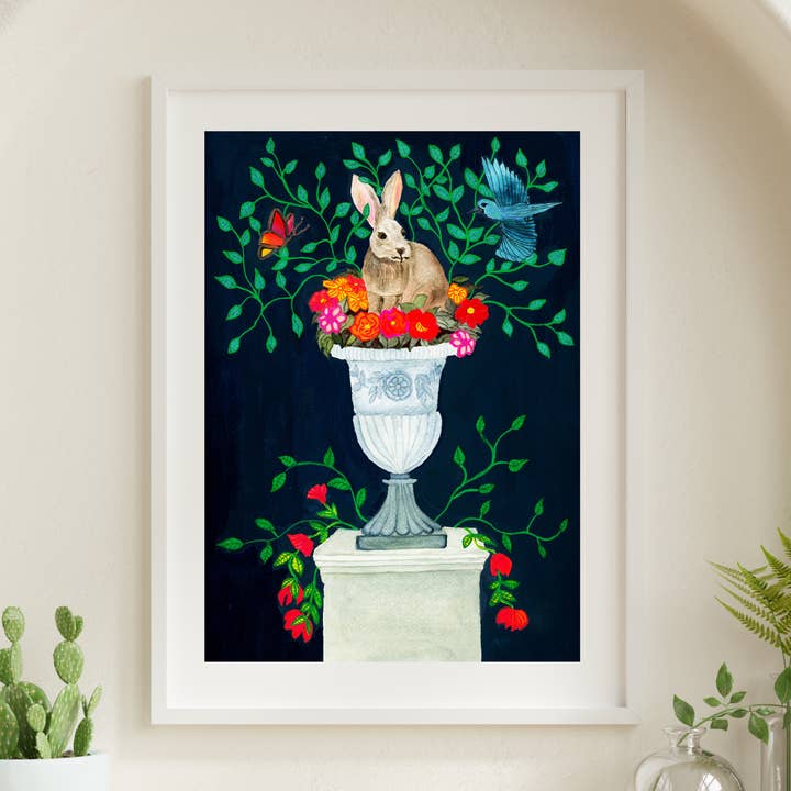 Jen Ray Studio - Wholesale Art Print - Rabbit Botanical Giclee Fine Art Print0